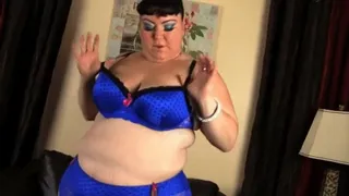 MILF Sexy Blue Bra and Panties Tease and Masturbation