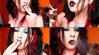 Gothic Black Lips Smoking Fun