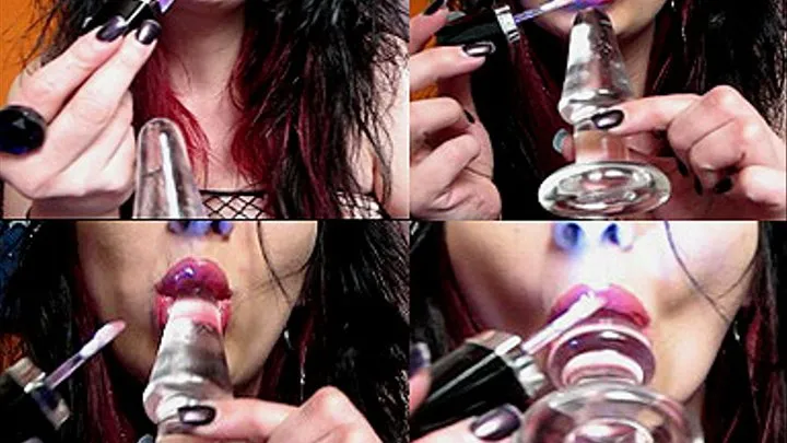 Lite Up LIps Glass Dildo Suck