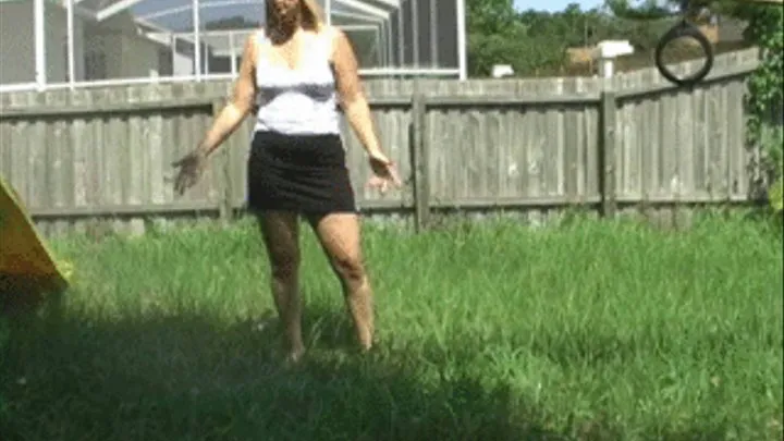 n443 Slut Hotwife Rebecca Playing With Water In The Yard