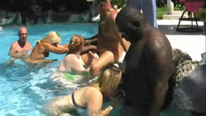 247 Delta Dawn, Hot Wife Rebeca and Slut Givi Service White and Black Cock At Pool Party Part V