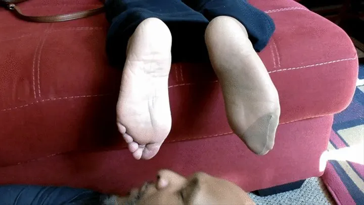 Ms Neecy - Tan Reinforced Toe Nylons Soles Show 5