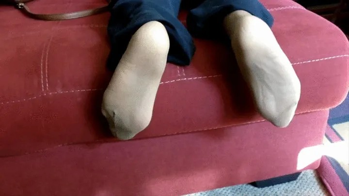 Ms Neecy - Tan Reinforced Toe Nylons Soles Show 4