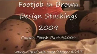 Footjob in Brown Design Stockings