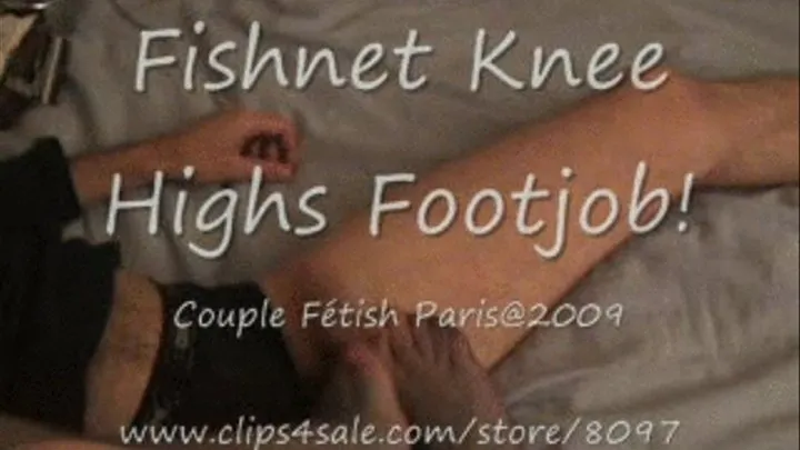 Blue Fishnet Footjob