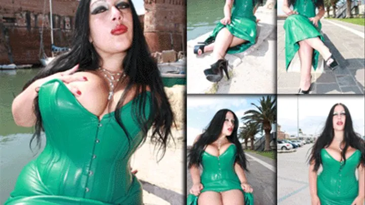 Livorno Italy - Green Leather Lady in Public Part 2 (WMV - - 3 MBit/s)
