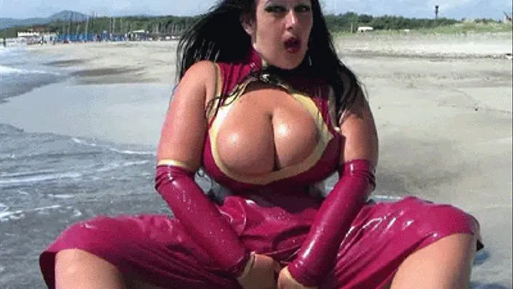 Rubber Mermaid // lady in latex on the beach // Part 2 // (WMV - - 3 MBit/s)