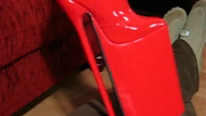 CBT with 12 inch Monster mega platform heels red boots POV clip