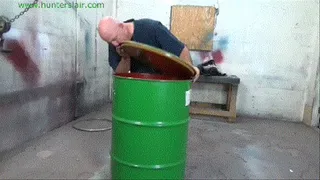 Blond bimbo in a barrel