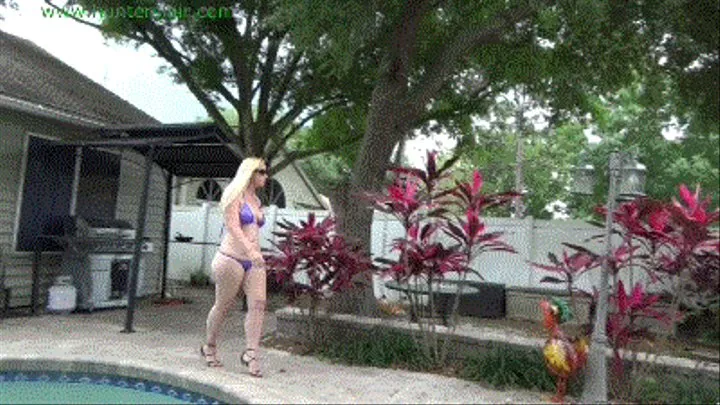 Haughty busty blonde pisses off the pool guy