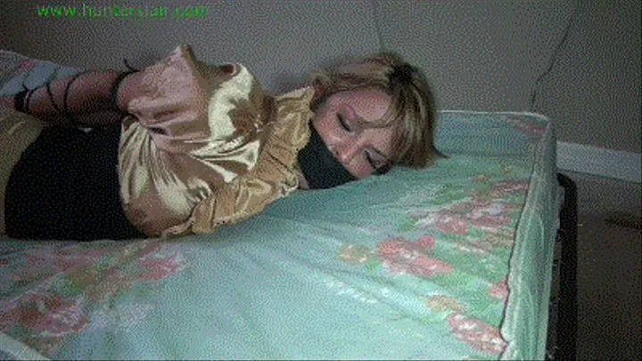 Hot blonde secreatary cruelly hogtied in thin leather cords ( 13750kbps)