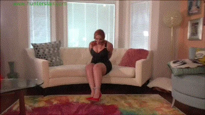 Full figured neighbor girl hogtied in her little black dress