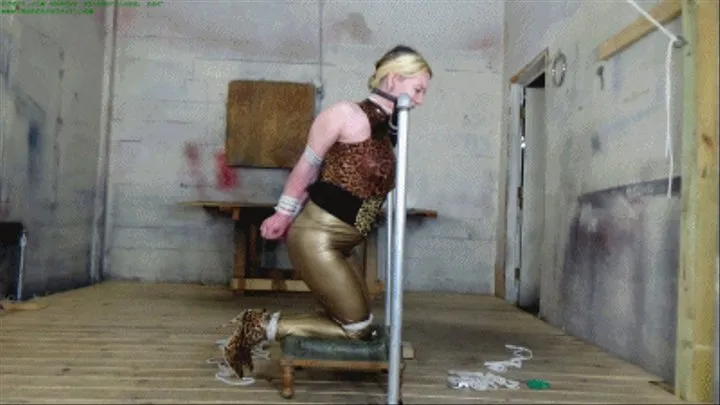 Bound stretched tits knee point hogtied predicament