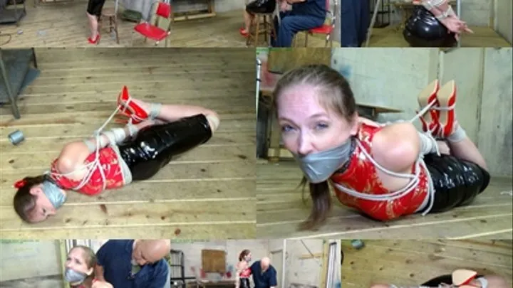 Brutally hogtied with way too much rope