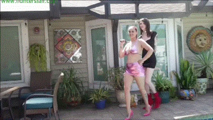 Hot T-girl bound for foot worship by her cruel stepmom & step-sister