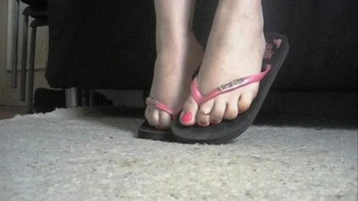 Pink Flip Flops Floor View