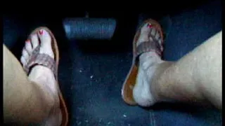 Pedal Pumping in Brown Sandals