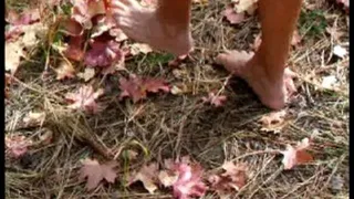 MILF Crushing Leaves with Bare Feet