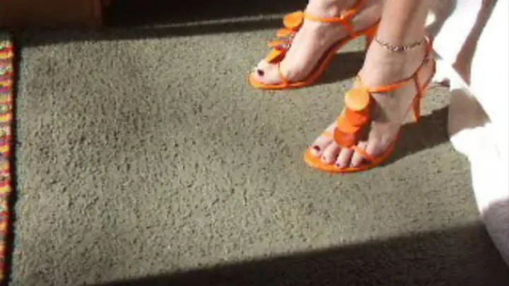 Orange Strappy Stilletto Sandals