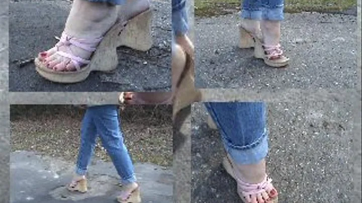A walk in pink wedges
