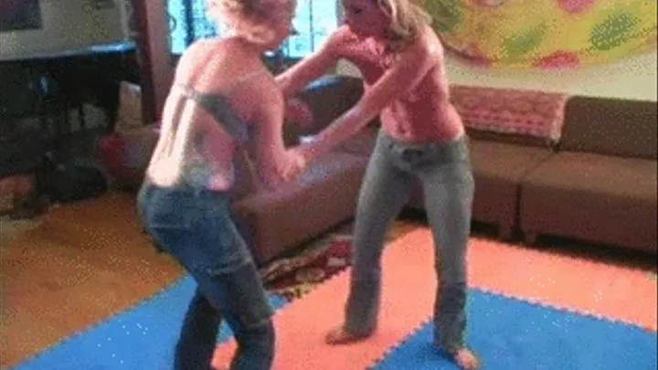 Sybil Starr vs. Ariel X in a Jean's catfight