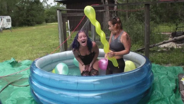 Perverted Balloon Popping in Pool