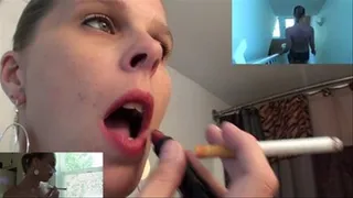 Shaylee smoking in bathroom and kitchen