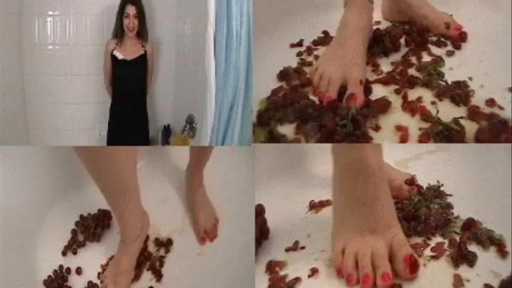 red grapes crushed in Tub