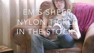 Em on the tickle bench in the stocks with NYLONS! LOW