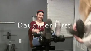 Step-Mom gets her step-daughter in the tickle chair first! Feet