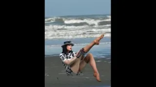 changing Vintage Nylons on The Beach fap