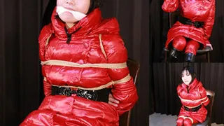 AR1 Young Japanese Girl Akari Bound in Red Down Jacket Part1