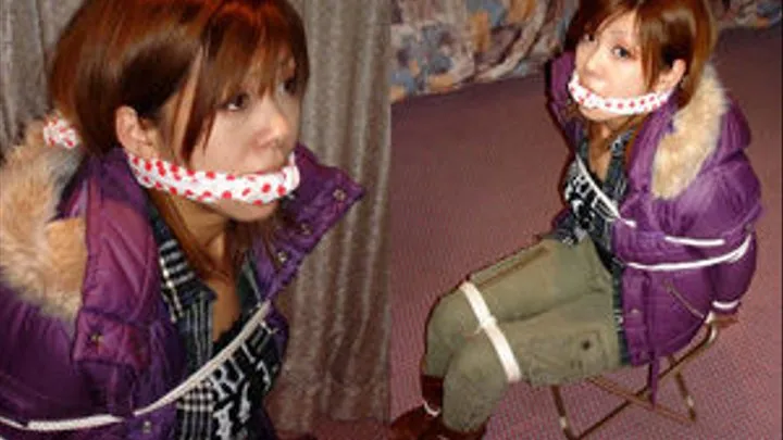 TA9 Takako tied and gagged in winter jacket Part 1