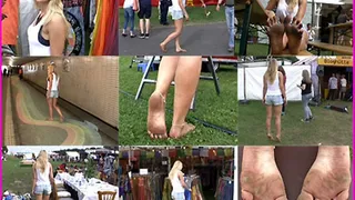 Beautiful Blonde Madeline Barefoot at the Music Festival