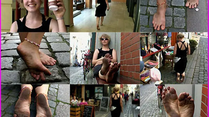 Barefoot Hippie Girl Majeira's Dirty Soles and Natural Toes in the City