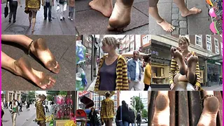 Tall dreadlocked hippie Tess barefoot in the City pt 1