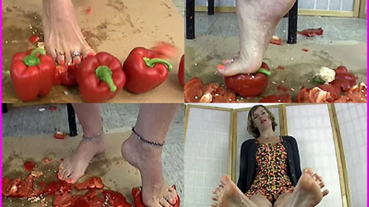Jessica crushes Peppers with her Bare Feet