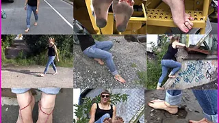 Dasha's Beautiful Bare Feet on Rough Terrain pt 1