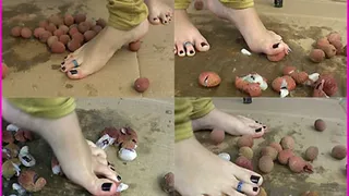 Francesca crushes Lychees with her Beautiful Bare Feet