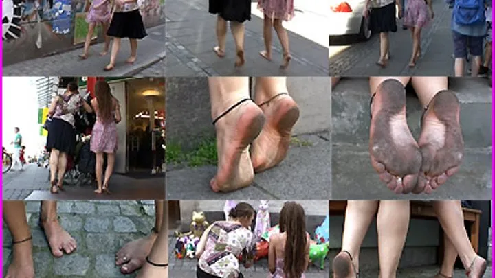 Two Friends Nadja and Jennifer walk barefoot in the City pt. 1