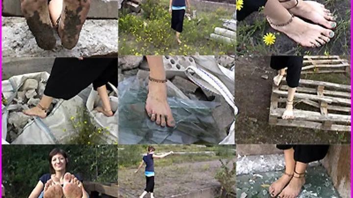 Paula tests her Bare Feet on Rough Surfaces pt. 2