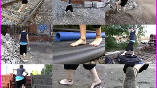 Paula tests her Bare Feet on Rough Surfaces pt. 1