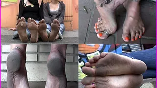 Four Girls with Bare Dirty Soles