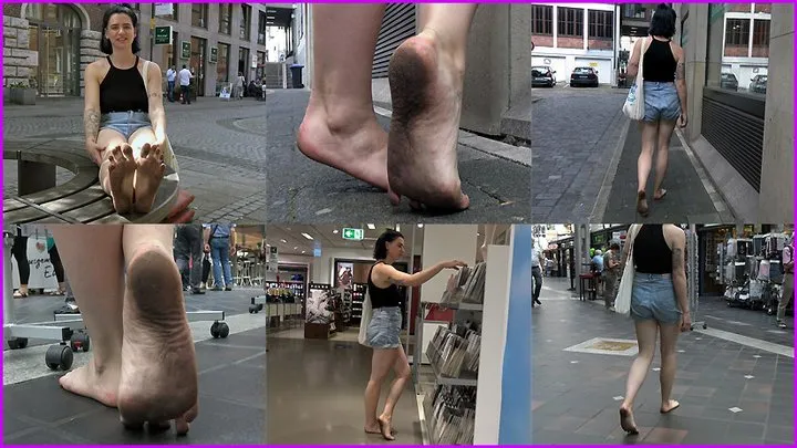 Alina Barefoot on the Street and in a Store