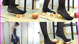 Paula crushes Apples in Stockings