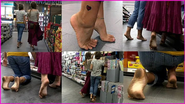 Trinity and Nele walk Barefoot through two large Shops