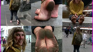 Barefoot Hippie Girl Vivi's Dirty Soles in the City