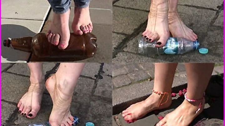 Barefoot Girls spontaneously Crush on the Street