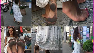 Tanita's beautiful Bare Feet and Dirty Soles on the Street