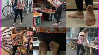 Lilith walks Barefoot on the Street and in a Supermarket